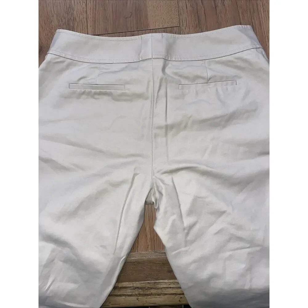 Halogen Women's Dress Pants Beige Straight Taylor‎ Fit Mid Rise Pockets Size 10